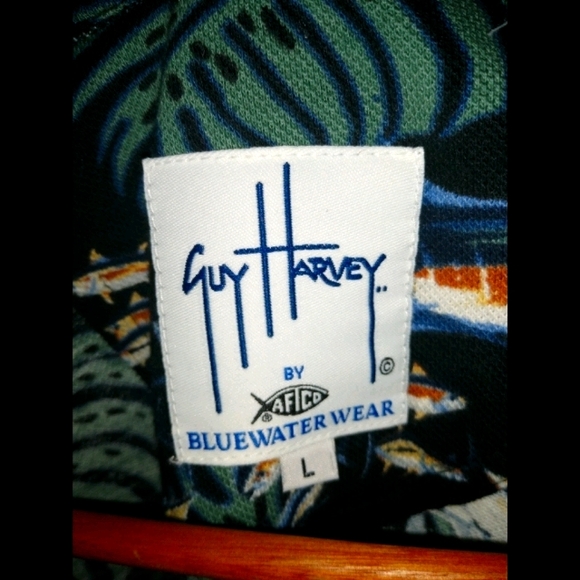 Guy Harvey Bluewater Wear Marlin Fish Print Polo - Picture 3 of 4
